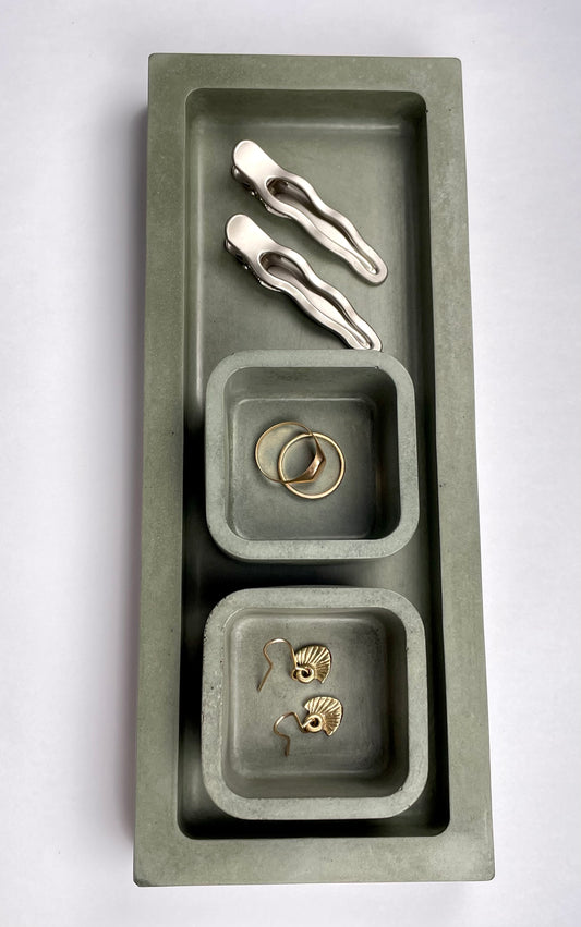 Rektangulär & kvadrat | Concrete Tray and Catchall set